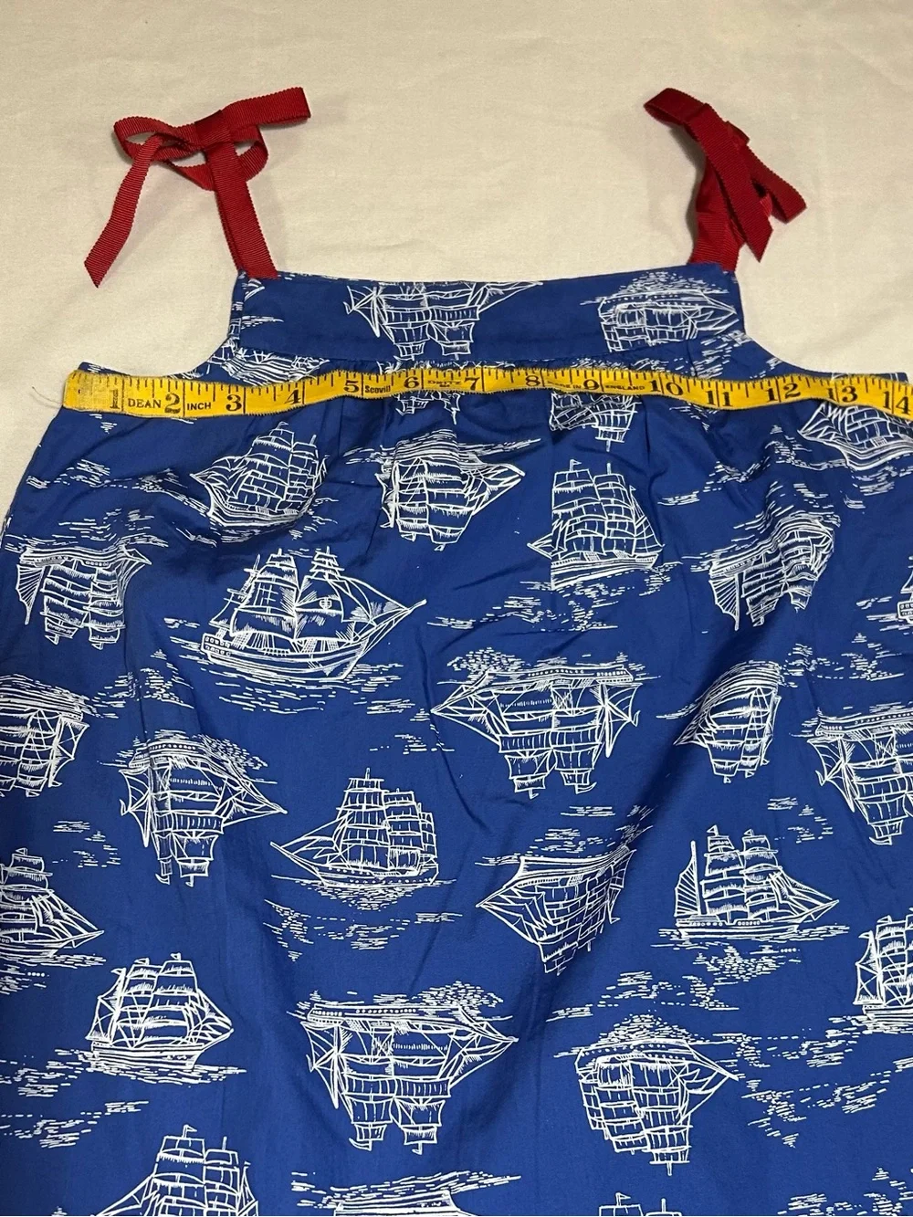 Hanna Andersson Girls 8 130cm BlueTall Ship Sleeveless Pillowcase Dress NWT